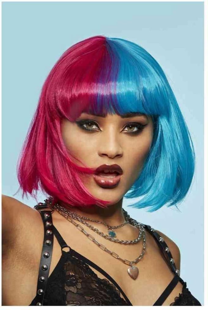 Manic Panic - Blue Valentine Glam Doll Pruik - Blauw/Rood