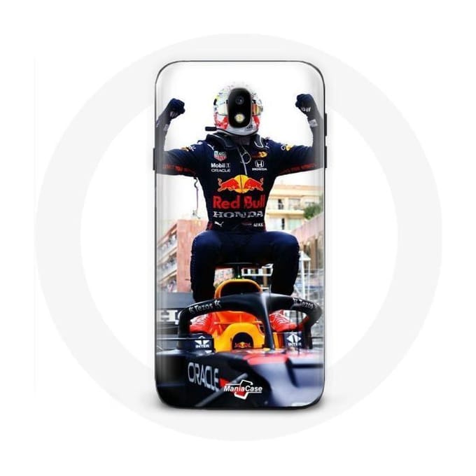 Coque pour Samsung Galaxy j7 2017 Formule 1 Max Verstappen Pilote automobile F1 noir rouge et jaune