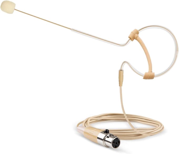 Hoofddeksel Microfoon - Over-ear Condensator - Podium Optredens - Lichtgewicht Ontwerp - 1.2 Meter Kabel - Beige