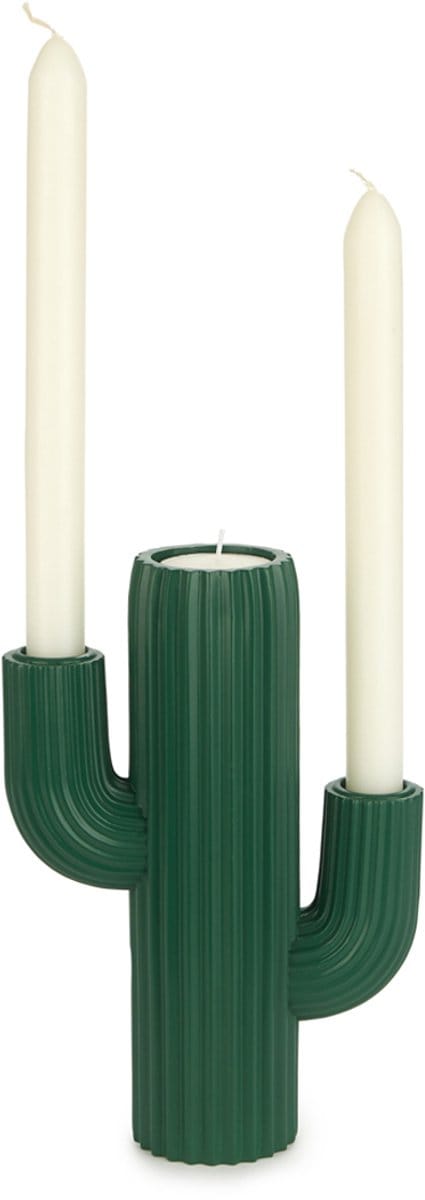 Candle holder Cactus green resin van Balvi