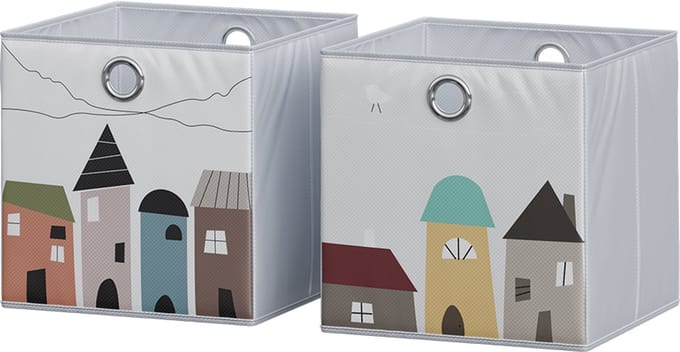 Vicco Opvouwbare box – 30 x 30 cm (Stad motief) Grijs (stad)