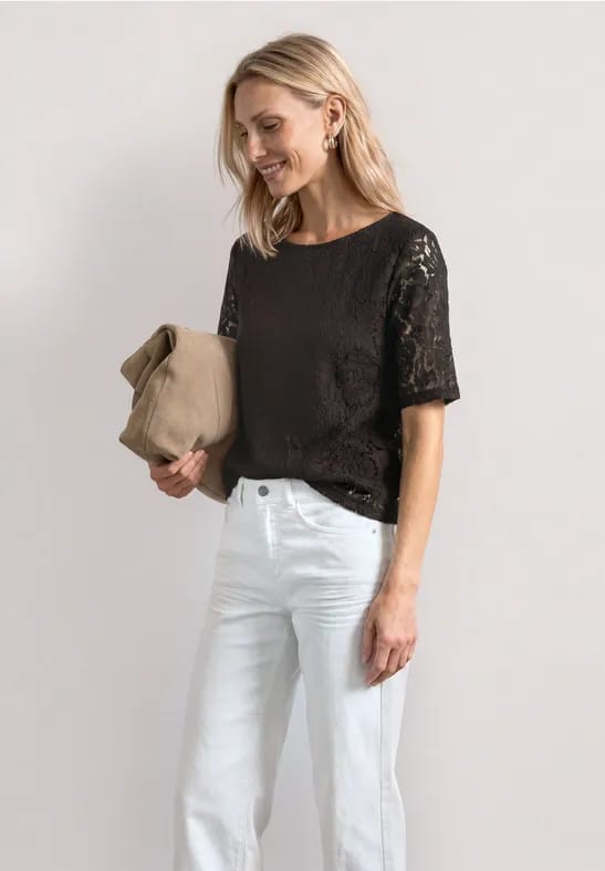 2-in-1 Shirt van kant met onderhemdje