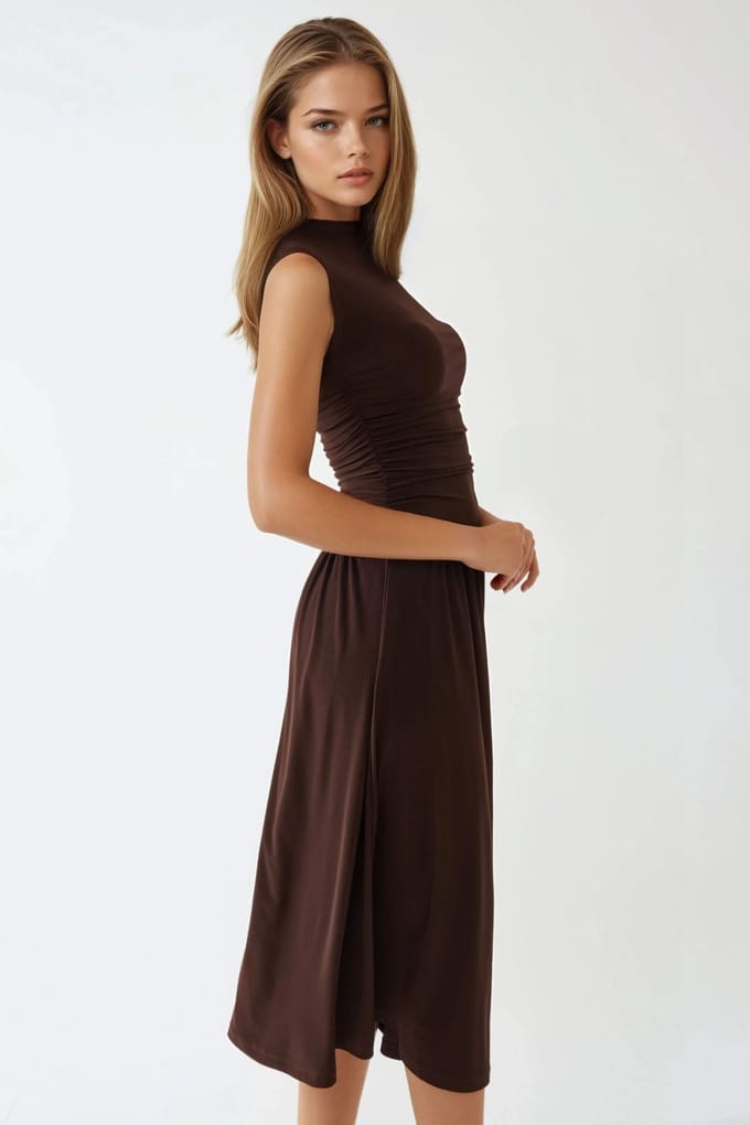 Comfort Fit Midi-jurk met ronde hals