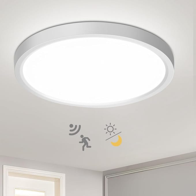 Oraymin LED Plafondlamp met Radar en Schemersensor - 18W 4000K Ø23cm - Hal Garage