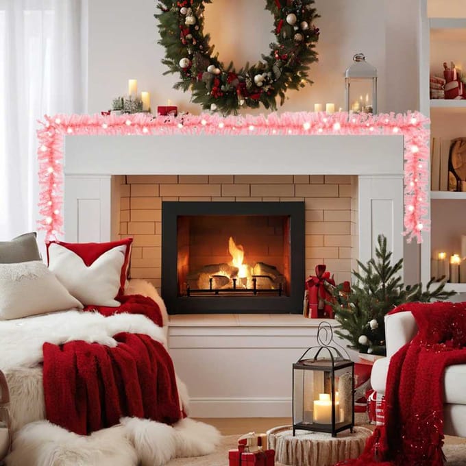 vidaXL - Kerstslinger - met - LED-lampjes - 20 - m - roze