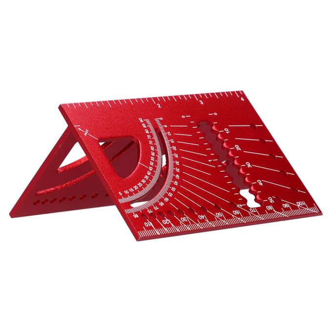 Houtbewerkingsvierkant Maat Meetliniaal Aluminiumlegering 3D Verstek 45 90 Graden Hoekmeetinstrument red