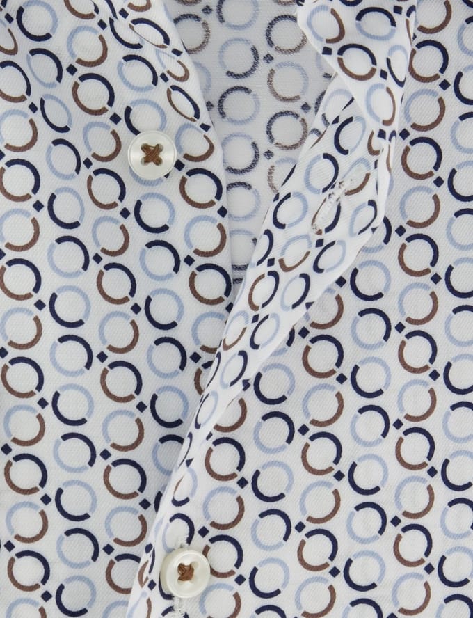 Overhemd Eterna wijde fit blauw printje