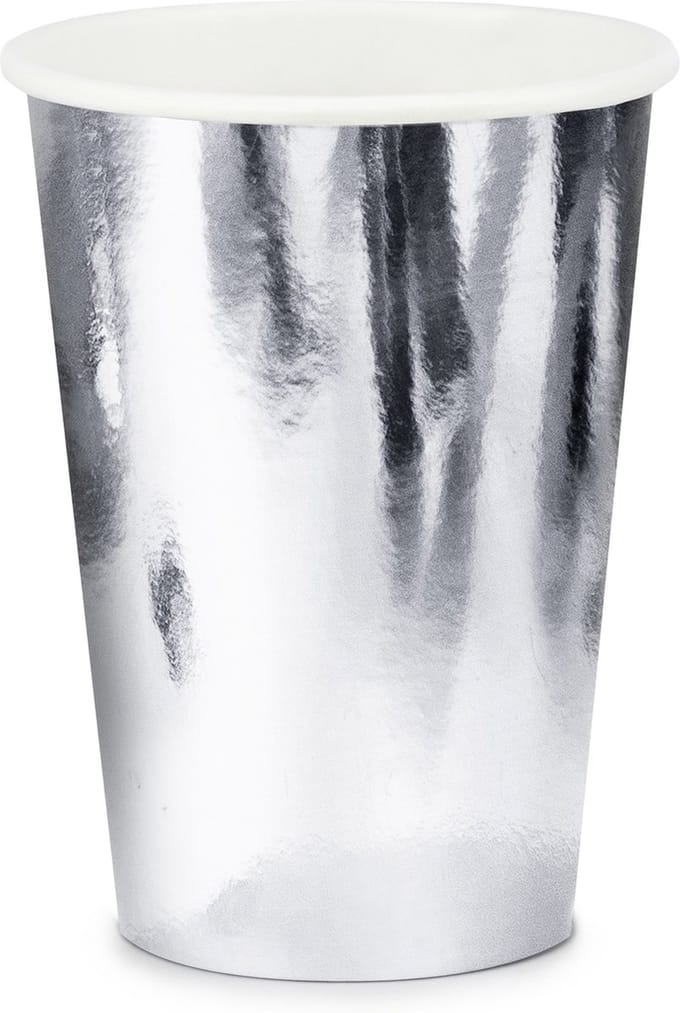 PARTYDECO - 6 zilveren bekers 220 ml