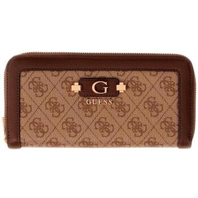 GUESS portemonnee Lindsey SLG Zip Around Wallet Latte Logo bruine