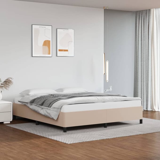 vidaXL - Bedframe - zonder - matras - 160x200 - cm - kunstleer - cappuccinokleurig