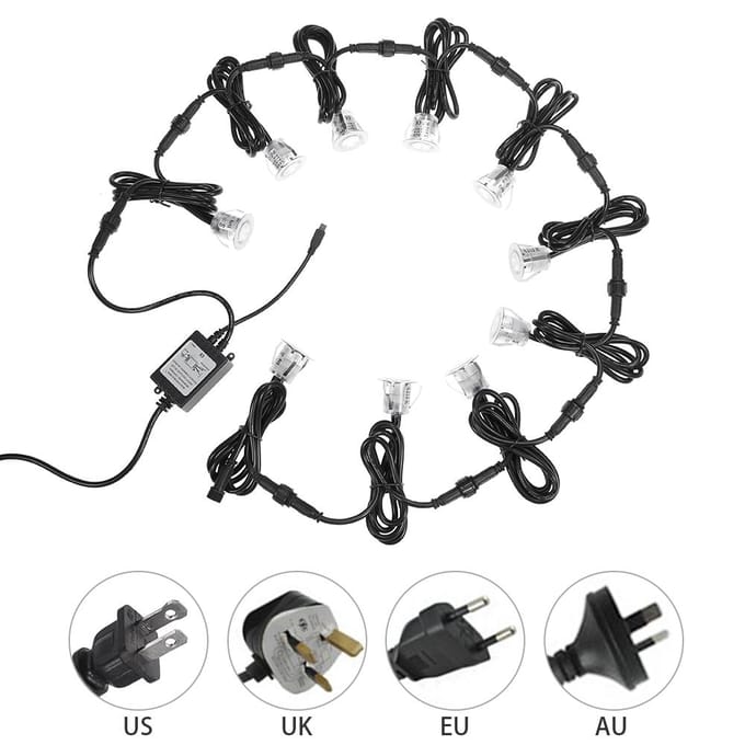 Éclairage de terrasse à LED avec télécommande, 16 couleurs RGBW et 4 modes d'éclairage réglables US Plug black