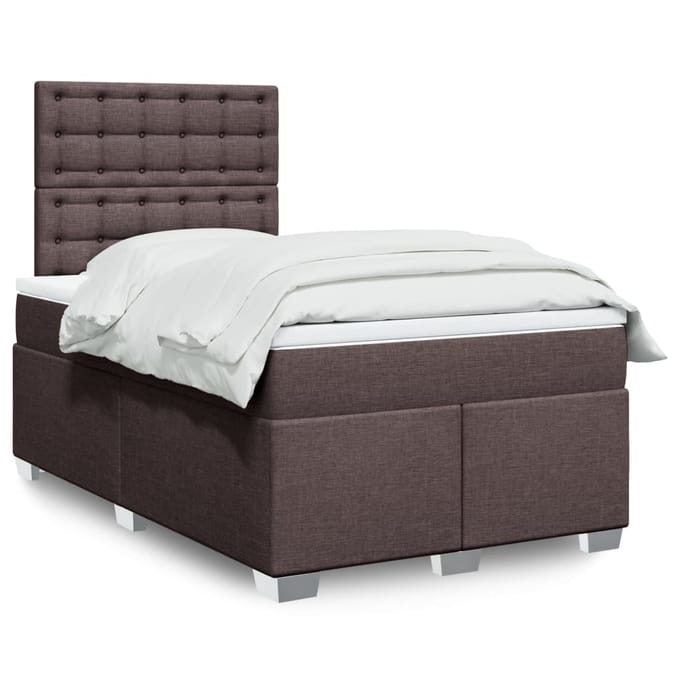 vidaXL - Boxspring - met - matras - stof - donkerbruin - 120x200 - cm