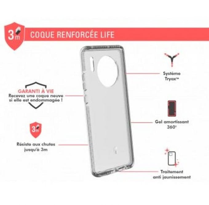 Force Case, Hoesje geschikt voor Huawei Mate 30 Lite - LIFE Versterkt, Transparant