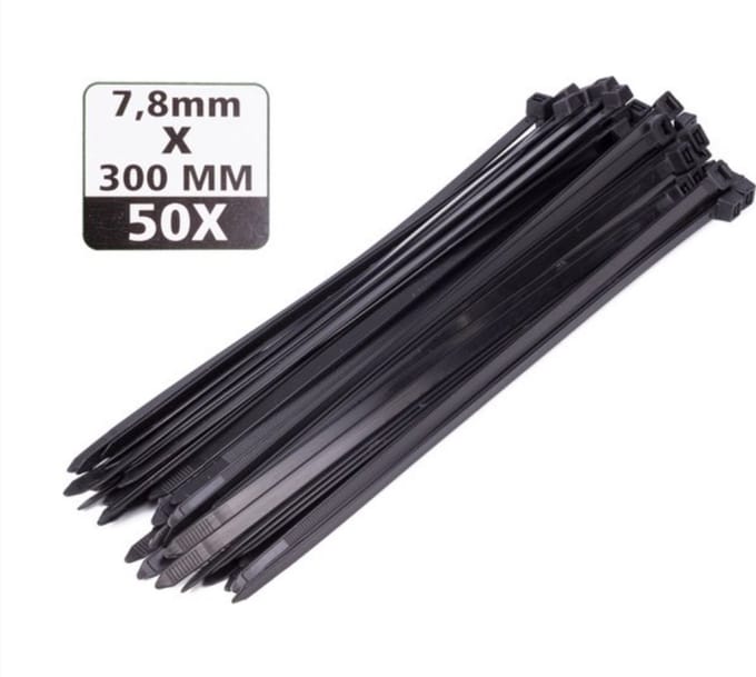 Hofftech Kabelbinders - UV-bestendig - Sterk nylon - 300 mm - Zwart - 50 stuks