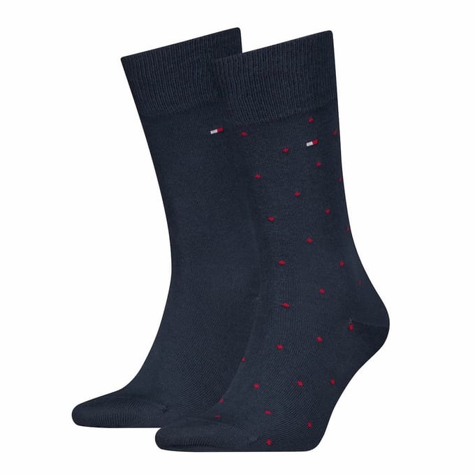 Tommy Hilfiger heren sokken met stippen 2-pack - Red Marine - 43-46