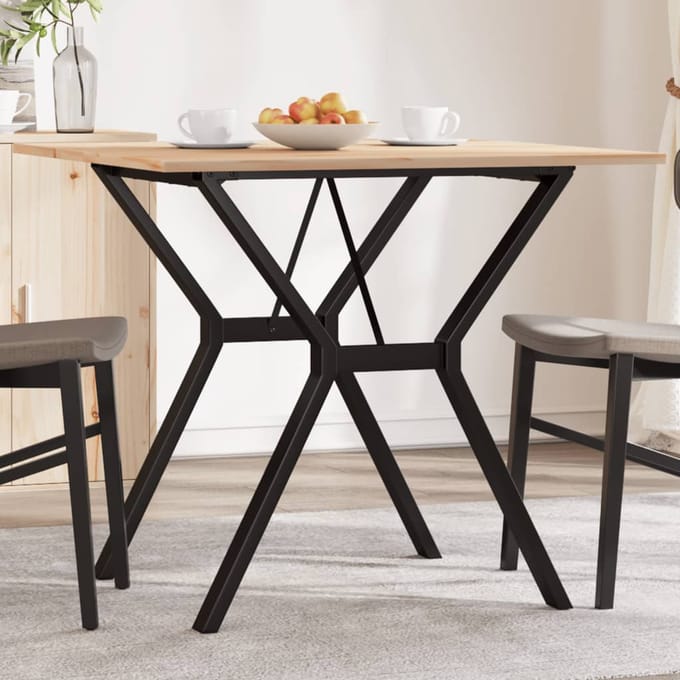 vidaXL - Eettafel - Y-frame - 80x80x75 - cm - massief - grenenhout - en - staal