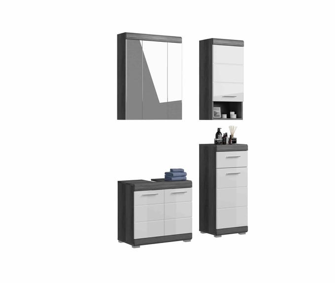 Scout badkamercombinatie wit hoogglans MDF TZ rookzilver NB - 34x112x191cm