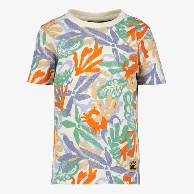 Unsigned jongens T-shirt met bladerenprint - Wit - Maat 92