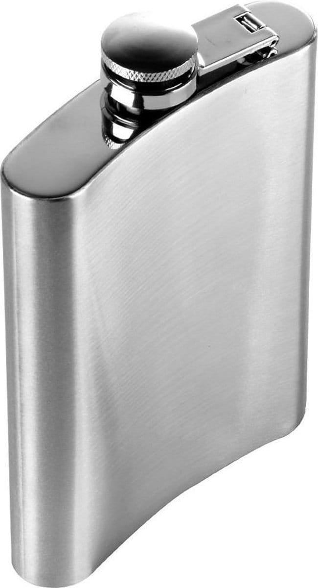 *** Premium RVS Heupfles met Schroefdop - 200 ml - 12x9cm - Zilver - van Heble® ***