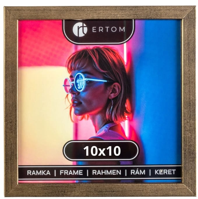 Houten fotolijst 10x10 cm, oud goud, elegant vierkant