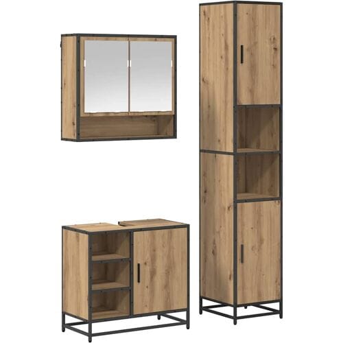 vidaXL - Badkamermeubel - Set - 3 - st - Artisan - Eiken - Bewerkt - hout