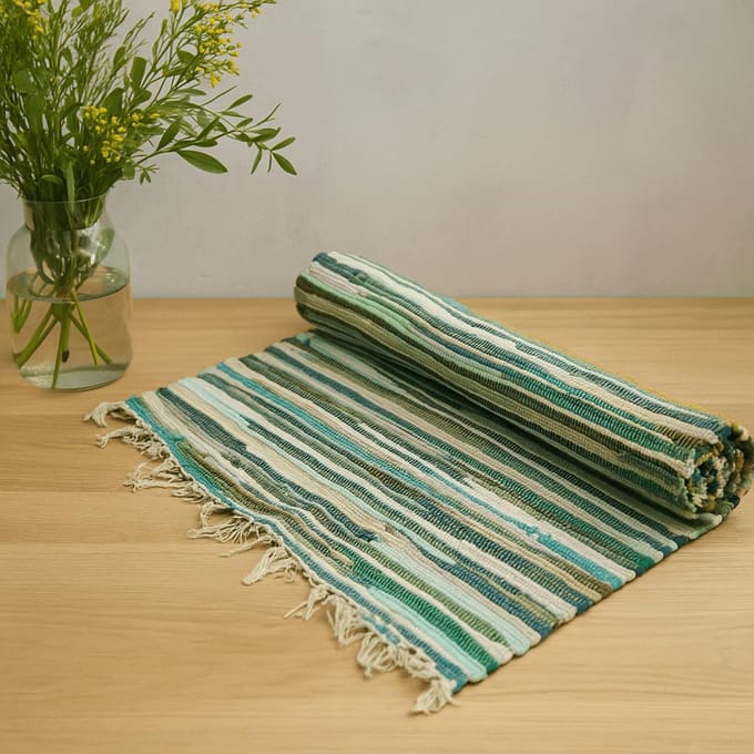 Ancient Wisdom - Vloerkleed - Klein multicolor katoen vloerkleed 50x90cm - tapijt - interieur - decor - vloerbedekking - huisaccessoire