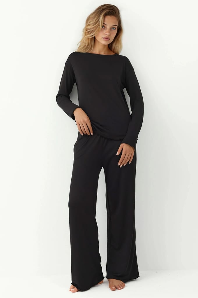 Gezellige Relaxed Fit Lange Mouwen Pyjama Set