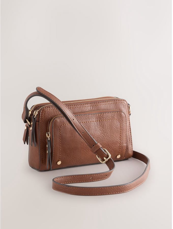Next - Dames - Crossbodytas met dubbele rits - Bruin