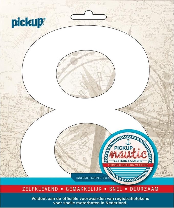 Pickup Nautic plakcijfer 150mm wit 8