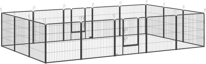 Pawhut Pet Playpen-Staal-320L x 320B x 80H cm-Grijs