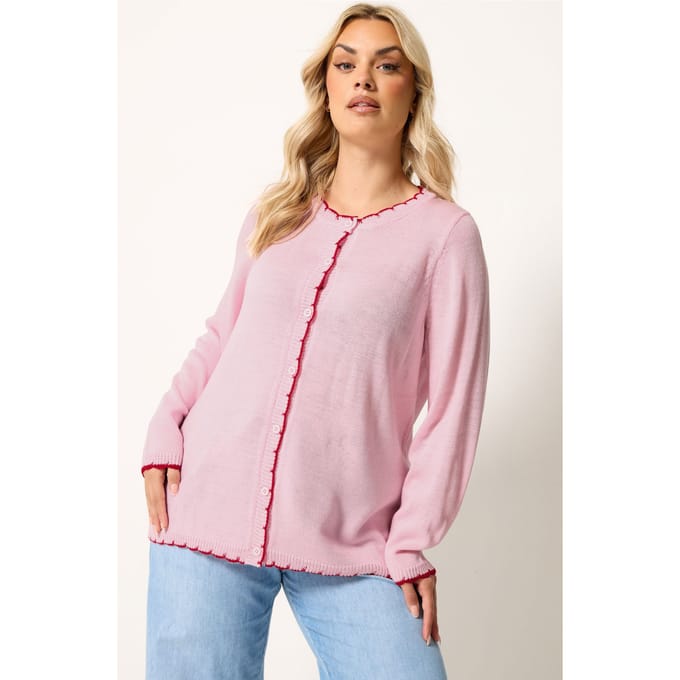 Yours Roze Vest Met Geschulpte Rand Size 58-60