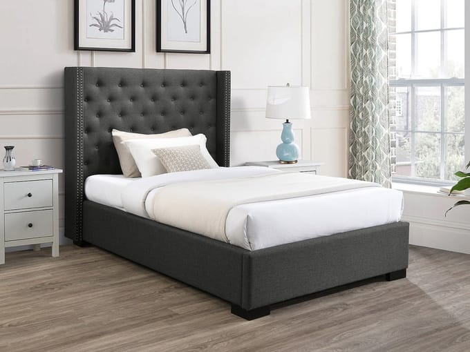 Vente-unique Bedframe stof grijs 120 x 200 cm