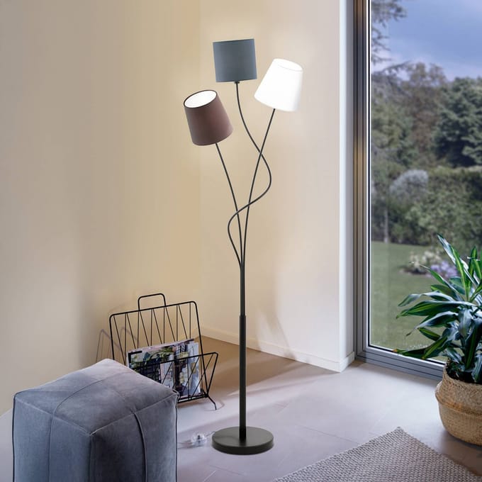 EGLO Maronda Vloerlamp - E14 - 152 cm - Zwart/Antraciet/Wit/Bruin