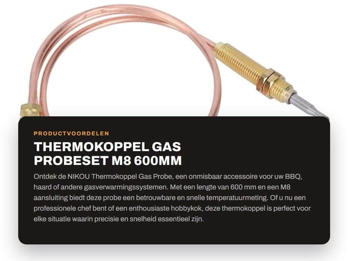 Dailygoods- Thermokoppel M8 - Temperatuursensor - Universeel - Gasverwarming - Snelle respons - Hoogwaardige aansluitingen