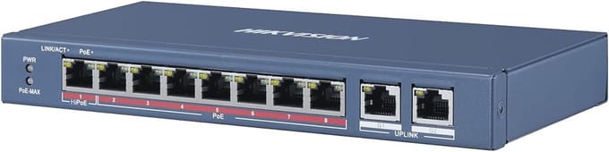 Netwerk Switch 10 poorten Fast Ethernet met PoE Ondersteuning Blauw Onbeheerd
