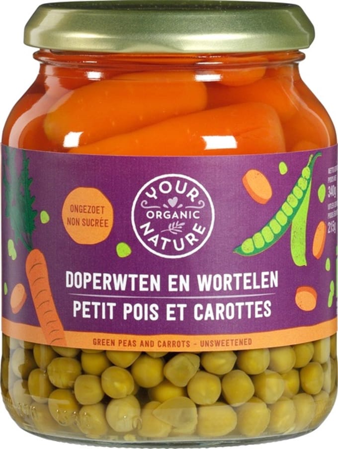 Your Organic Nature Doperwten/Wortelen (340 gr)