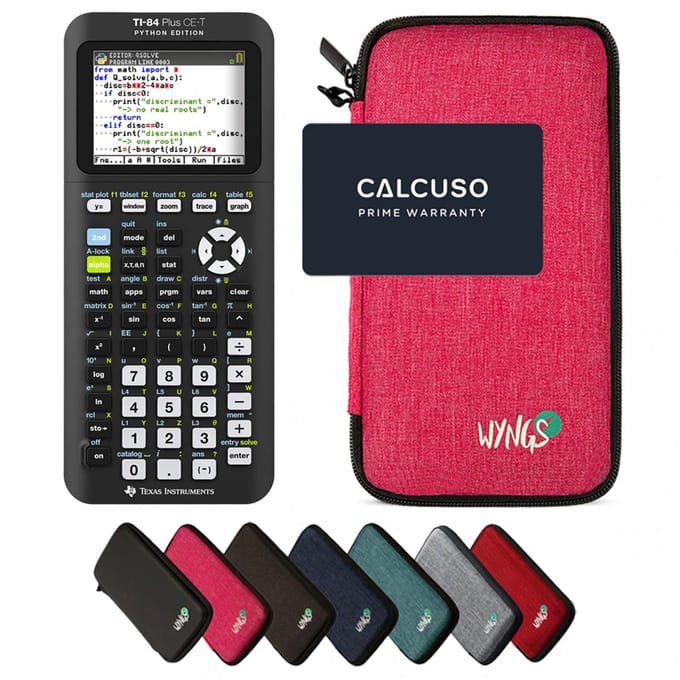 TI-84 Plus Ce -T Python Edition incl. WYNGS Beschermhoes Roze - Grafische Rekenmachine - Basis Pakket