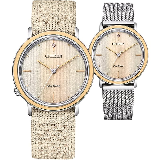 Citizen L Ambiluna Collection EM1006-40A Horloge - Textiel - Crème - Ø 34 mm