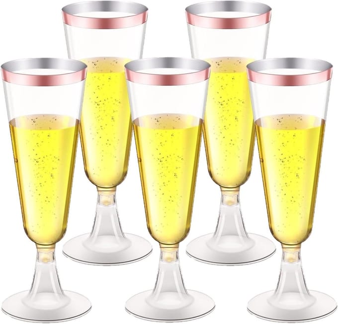 Solidchoice - Set van 50 Herbruikbare Plastic Champagne Fluiten 150 ml
