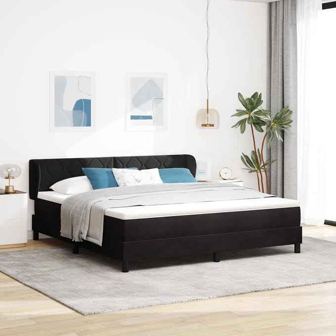 vidaXL - Boxspring - bed - met - hoofdeinde - Zwart - 180 - x - 200 - cm - Fluweel