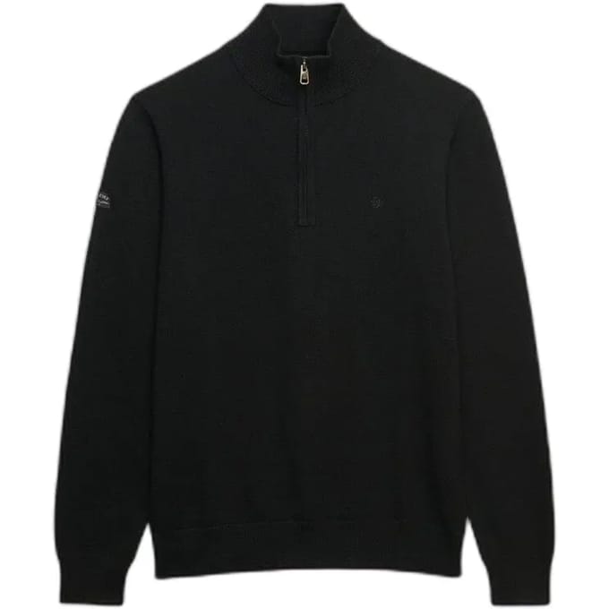 Superdry - Essential Lichtgewicht Wol Blend Half Zip Trui Slanke Pasvorm - Heren - Sweaters