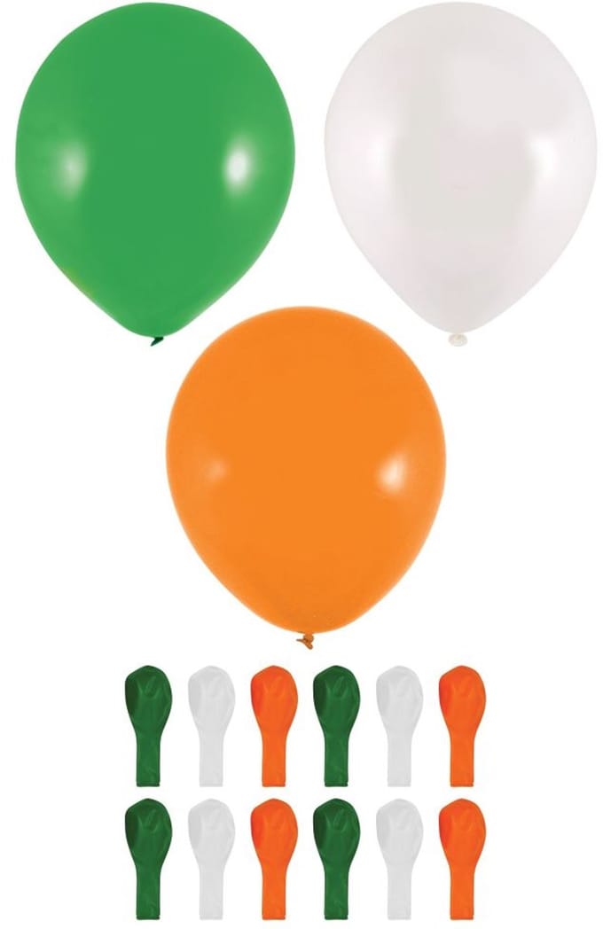 12 oranje-wit-groene ballonnen 23cm