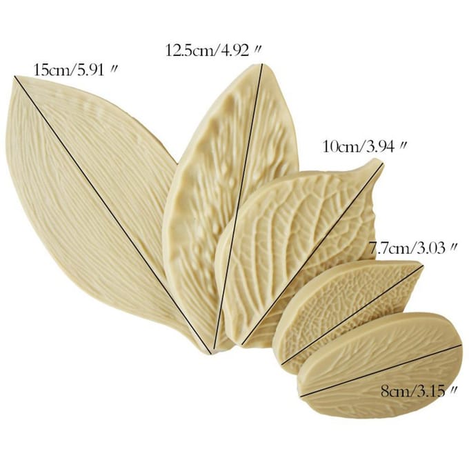 5 Stuks 3D Blad Koekjes Uitstekers Vormen Siliconen Bakkerij Decoratie Gereedschap beige