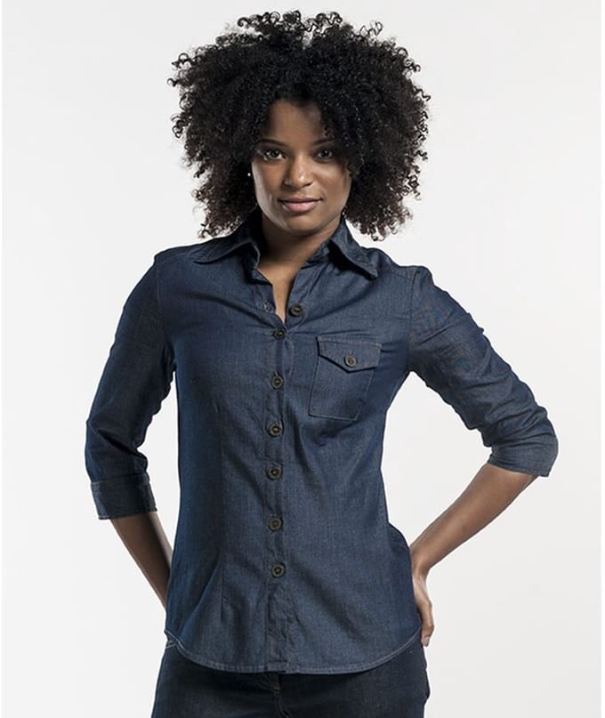 Chaud Devant Serviceblouse Lady Blue Denim Maat:XL