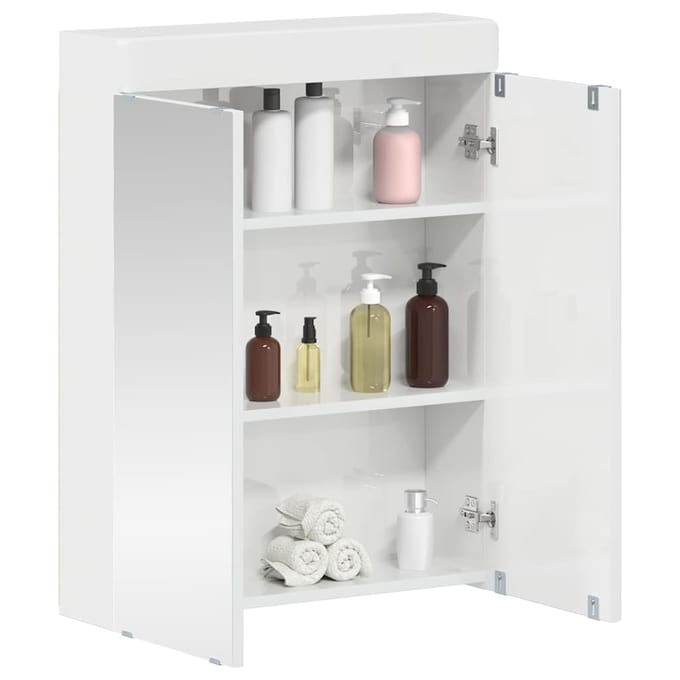 vidaXL - Badkamerspiegelkast - TULUM - Hoogglans - wit - 60 - x - 16,5 - x - 78 - cm