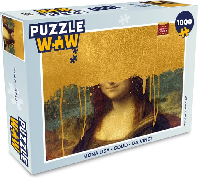 Puzzel Mona Lisa - Goud - Da Vinci - Legpuzzel - Puzzel 1000 stukjes volwassenen