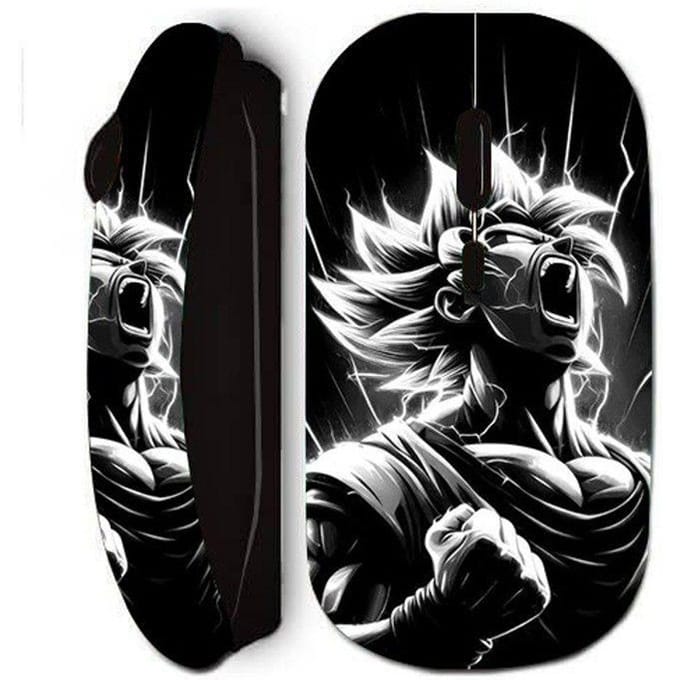 Souris sans fil - Dragon Ball - Goku - Noir et Blanc - Visage énervé - Clé USB incluse