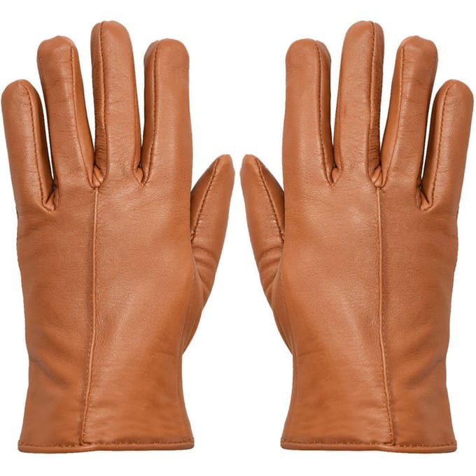 Dames Tan leren thermische handschoenen