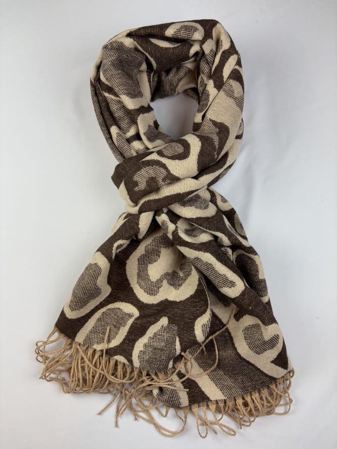Wintersjaal met panter print 2 kanten 20% wol en 80% viscose