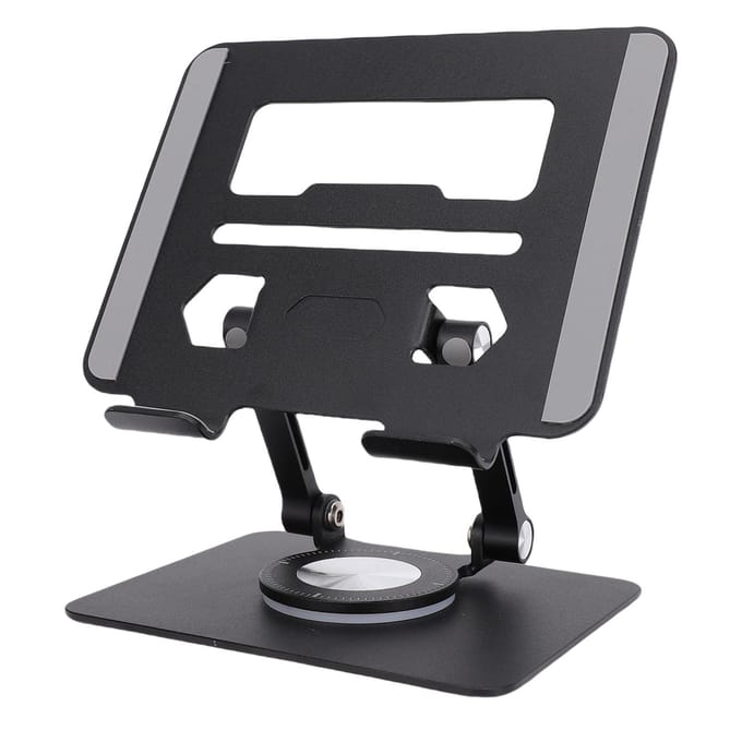 Support de Tablette avec Base Rotative à 360 Degrés Support Réglable à Double Tige pour Tablettes de 5,8 à 12,9 Pouces noir